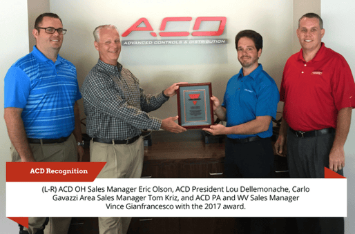 ACD Receives the Carlo Gavazzi Outstanding Distributor Achievement Award for 2017